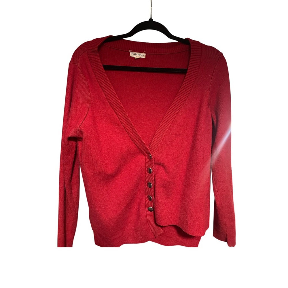 Women's Red Button-Up Sweater